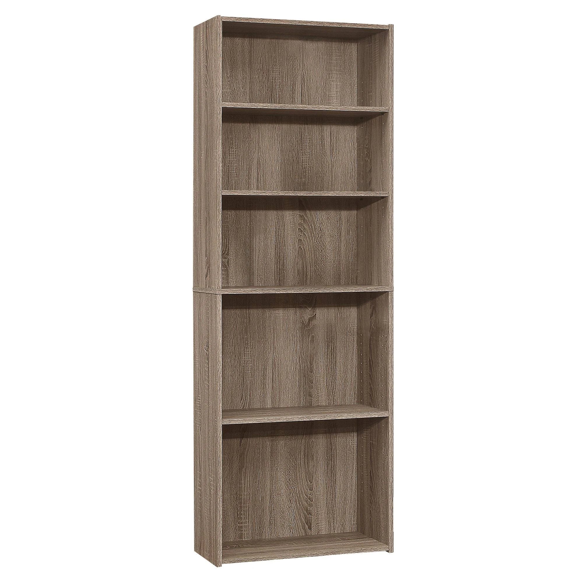 Taupe Brown 5 Shelves Rectangular Bookcase X7178