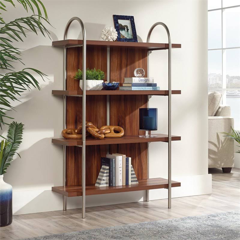 4-Shelf Wood and Metal Bookcase in Pearl Oak W518