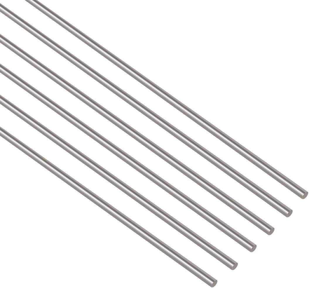 6Pcs 3mm x 300mm Stainless Steel Solid Round Rod Lathe Bar Stock F3008