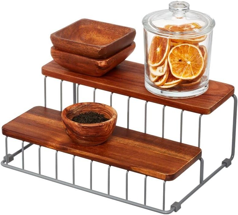 Acacia Wood and Wire Serving Tray, 14.5 x 7.5 x 3.2 R454