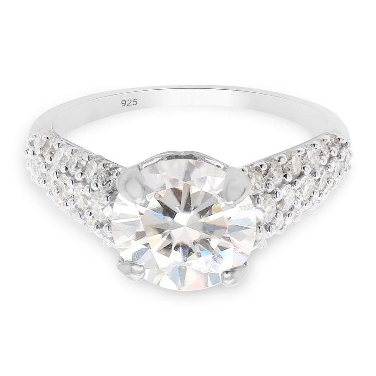 14K White Gold Multi Row Solitaire Ring E6462