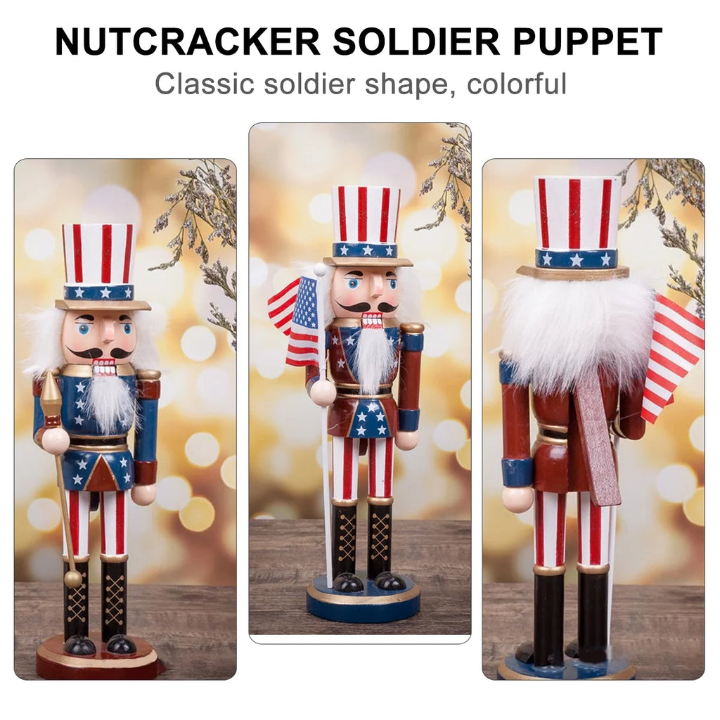 Patriotic Wooden Nutcracker Soldier Decoration Doll E1291