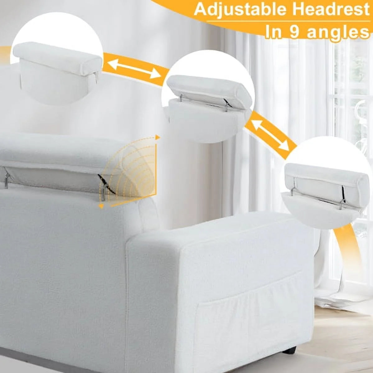 Off-White Teddy Velvet 2-Seat Sofa Bed with Detachable Armrests D263660