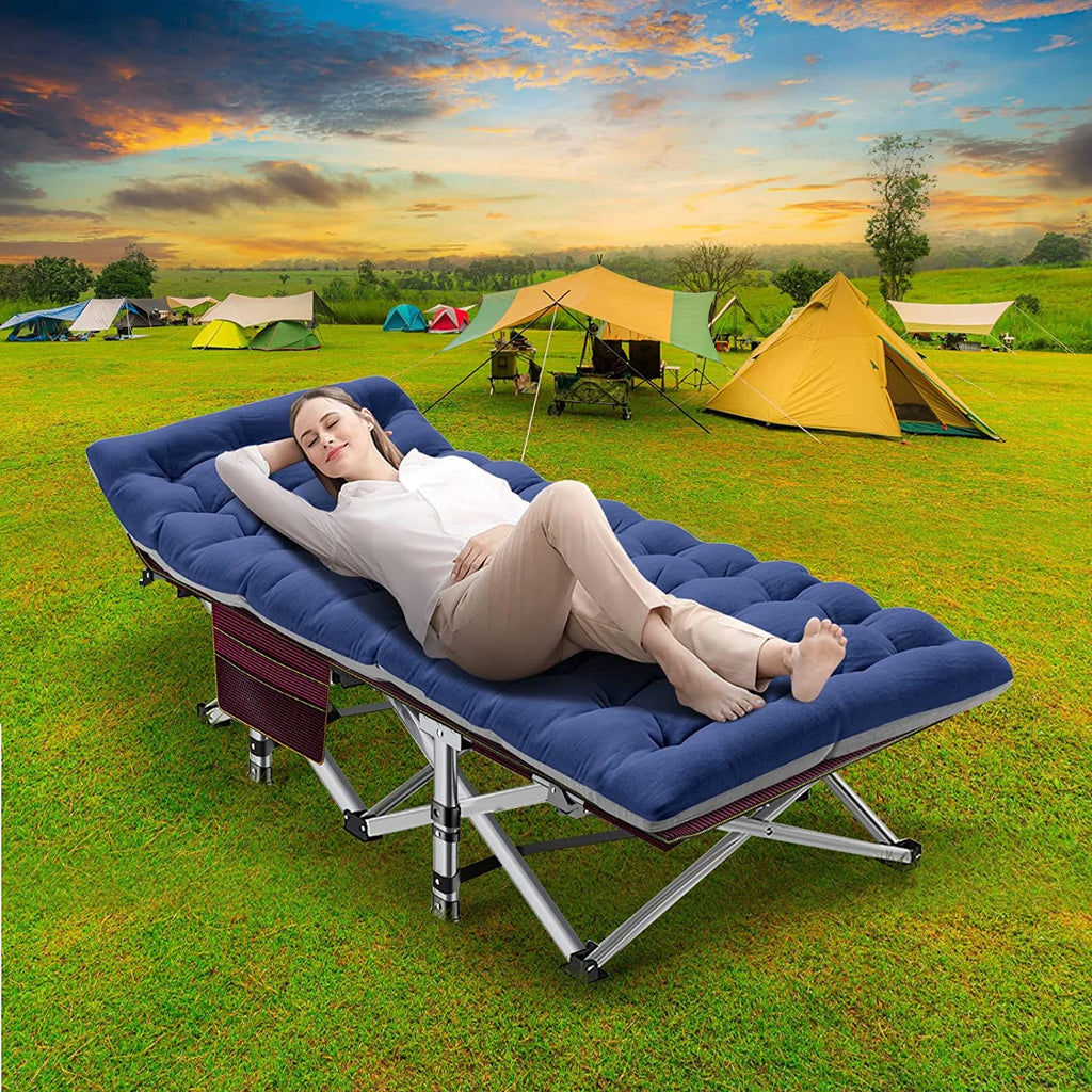 Camping Cot with 2 Sided Mattress & Carry Bag, 75"*28" Portable Folding Cot S4594