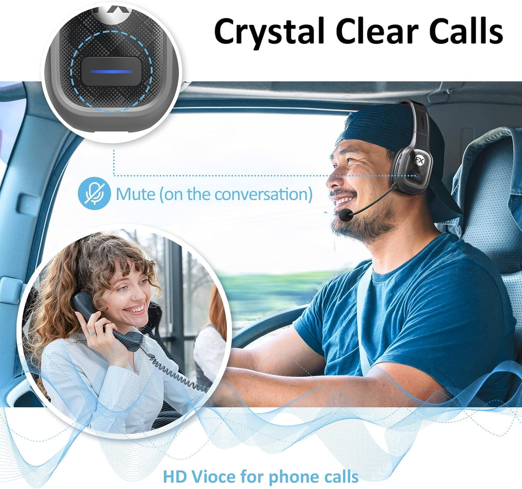 Bluetooth Headset with Microphone Noise Canceling, On-Ear Bluetooth 5.0 Multipoint Headphones, Pack of 2 G79669