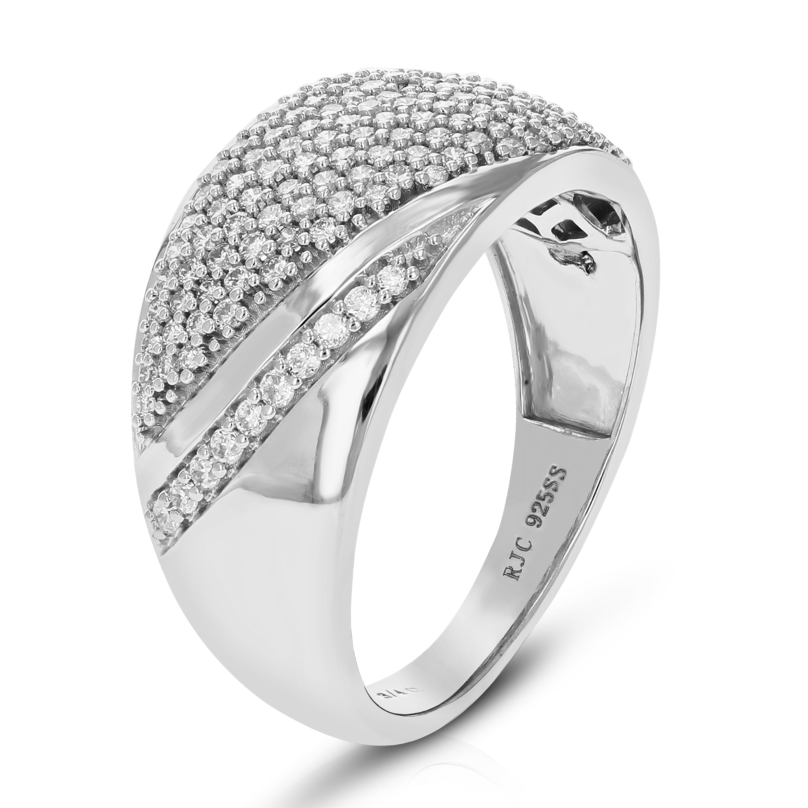 3/4 CTTW Lab Grown Diamond Wedding Band .925 Sterling Silver Prong Size 7 B546