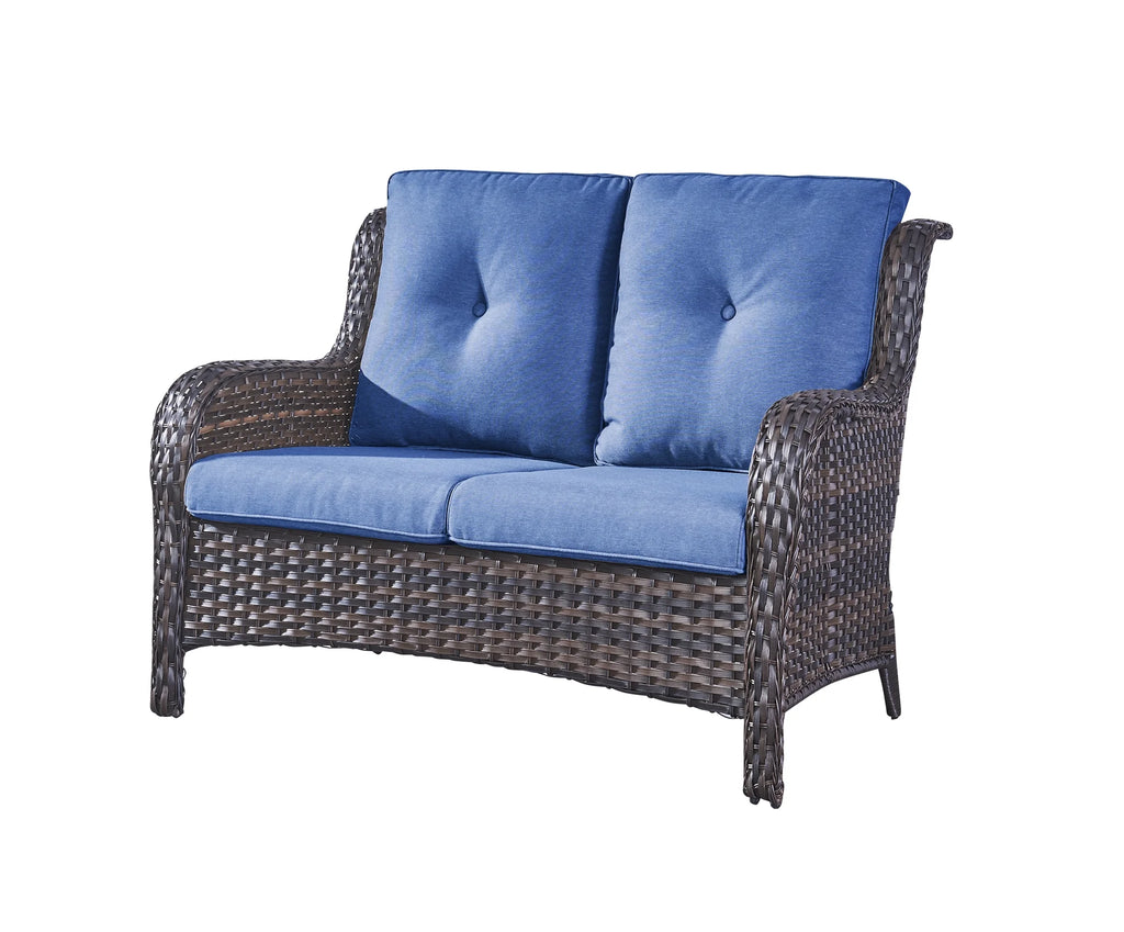 Blue 7Pcs Outdoor Rattan Patio Furniture Set with Cushion A33364