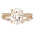 Oval Cut Genuine Cultured Diamond 18K Yellow Gold Engagement Ring size 8 F3027