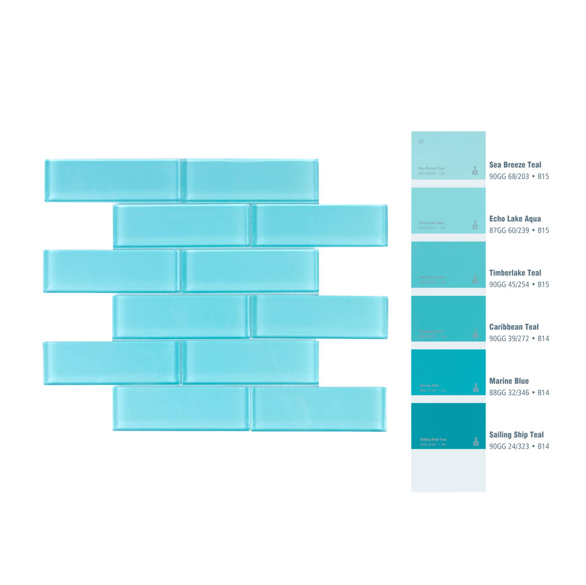 Aqua Blue Glass Mosaic Subway Tile 5 sqft B207708