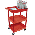 Red Tub Cart with Three Shelves and Bottle Holder E13119