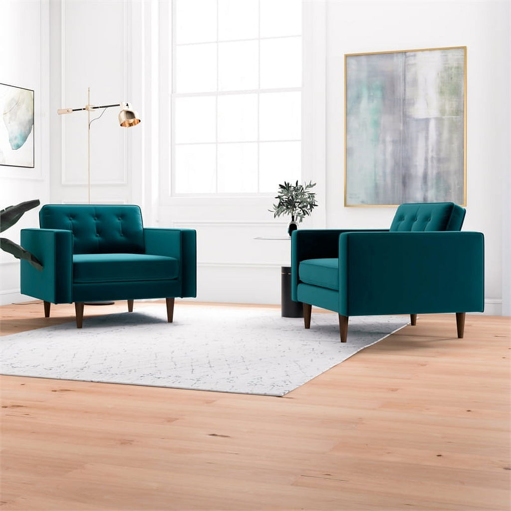 Turquoise Velvet Lounge Chair (Set of 2) N23000