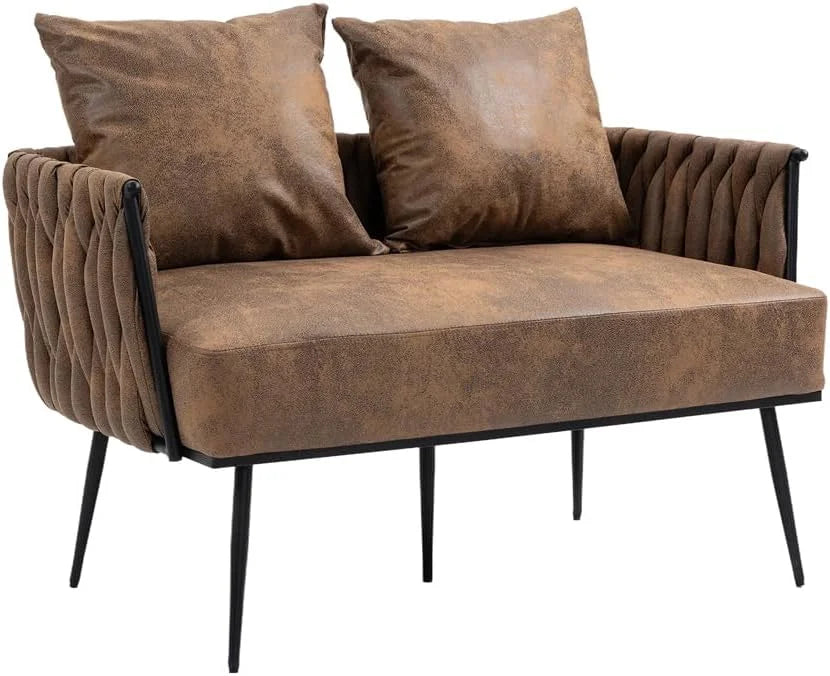 Green Velvet Tufted Armchair with Metal Legs and 2 Couch Pillows P34008