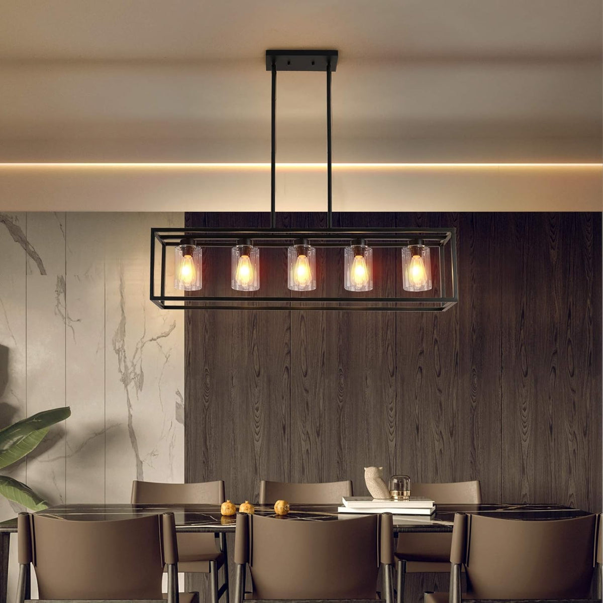 Black 4 Lights Cage Chandelier I121834