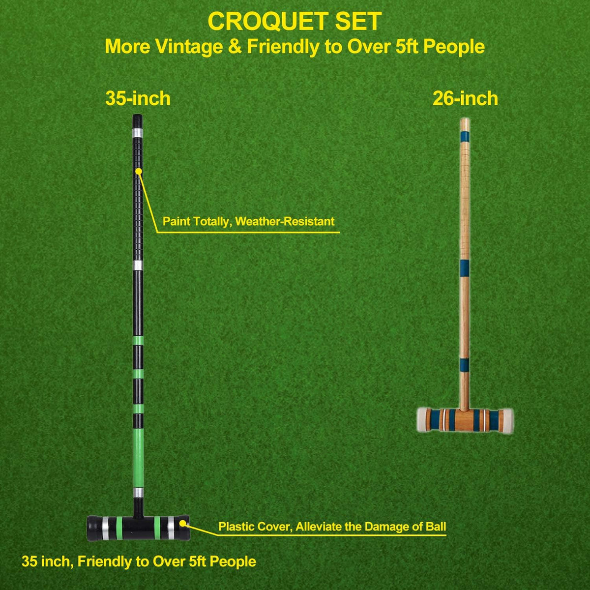 Premium Croquet Set with Carrying Bag, 35 Inch U71435