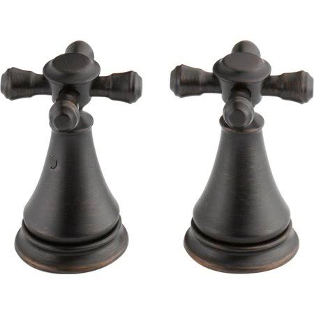 Pair of Metal Cross Handles for Bathroom Faucet in Venetian Bronze J4995