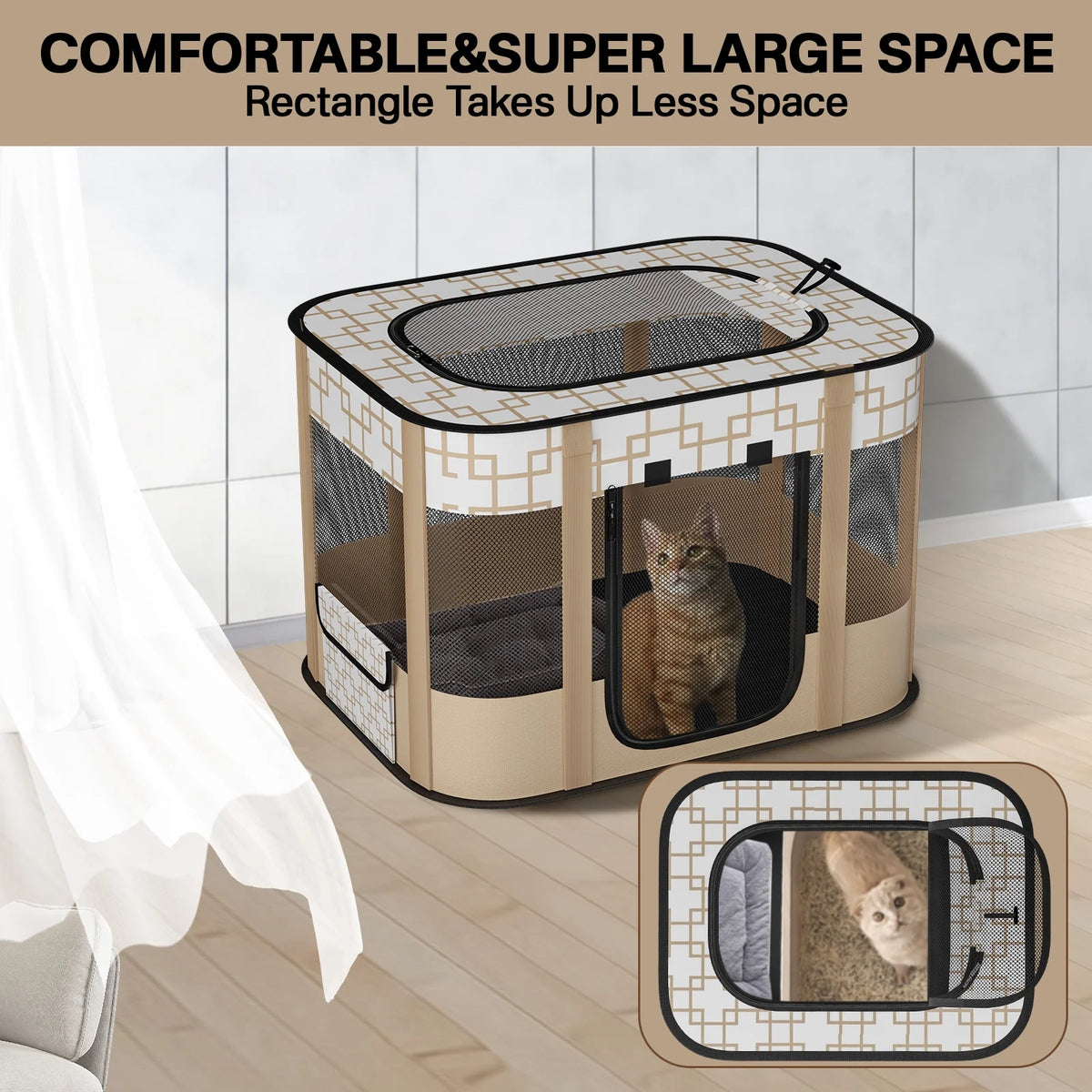 Foldable Pet Playpen with Removable Shade Cover Q2598