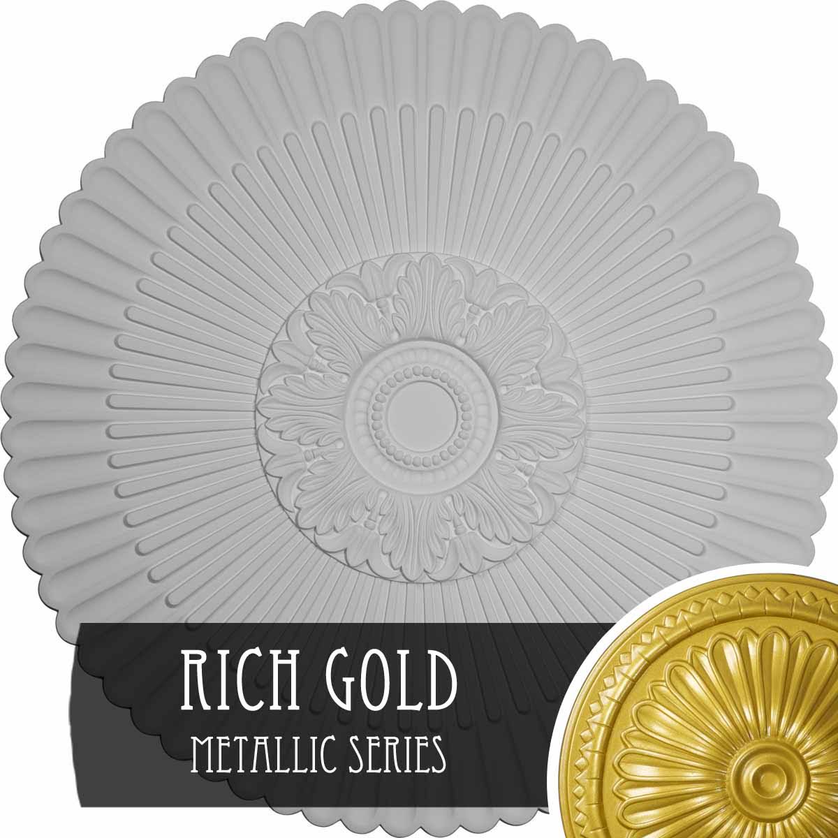 41x22OD x 1 5/8x22P Hand-Painted Rich Gold Ceiling Medallion U962182