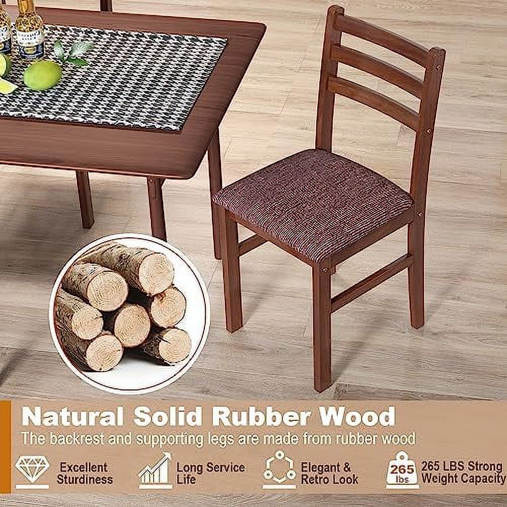 Walnut Wooden Dining Chairs Set of 2 with Padded Seat Q97161