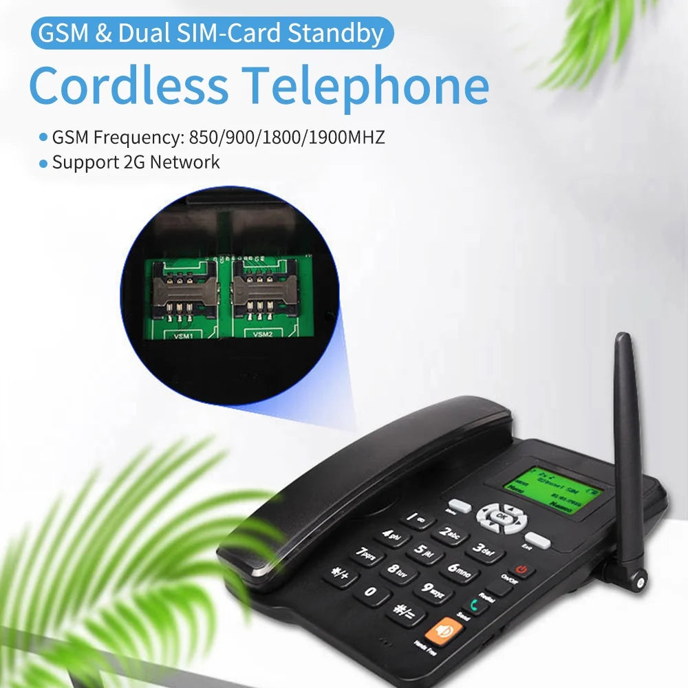 Cordless Phone Desktop Telephone Set with Dual SIM Cards F94812