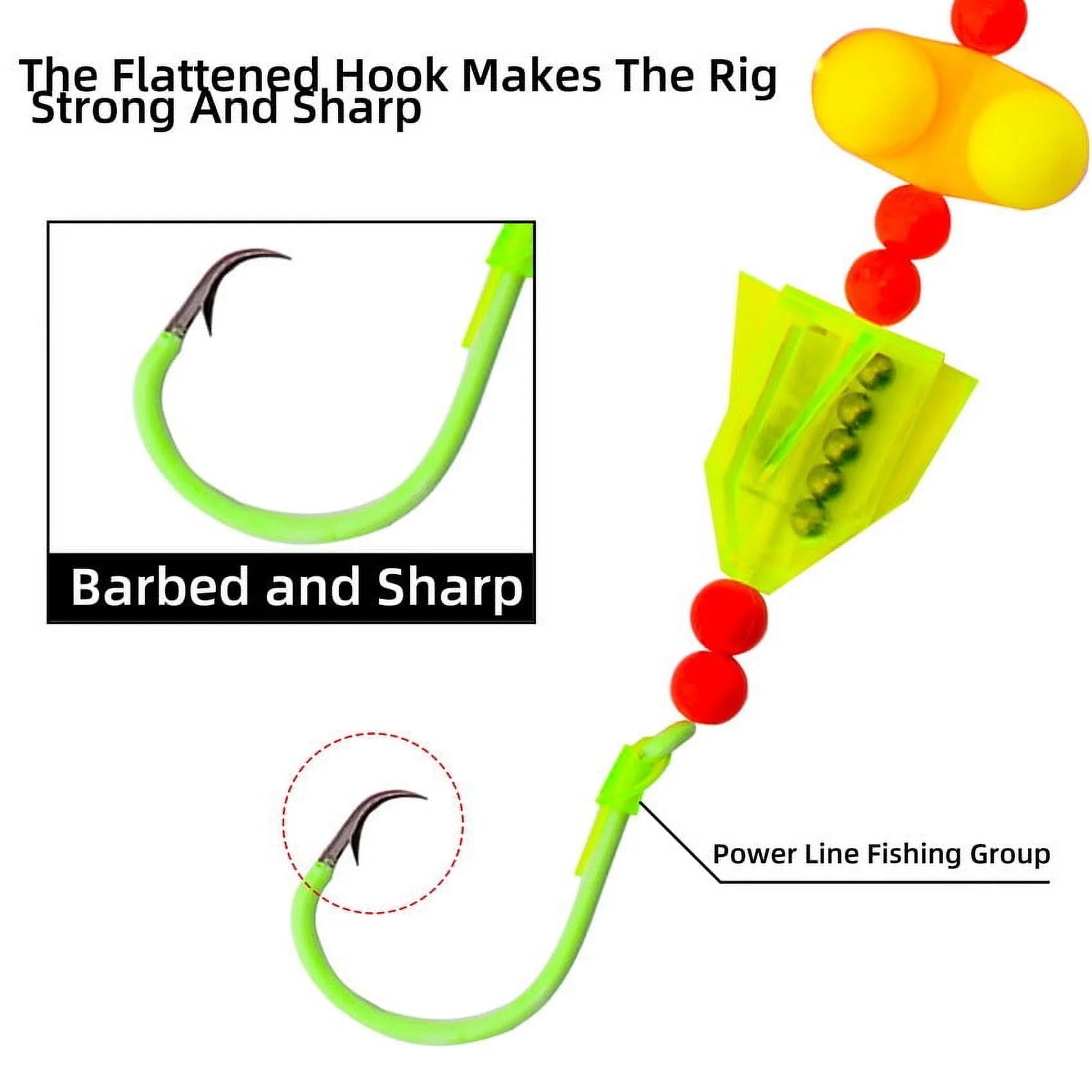 5pcs Catfish Rigs Fishing Tackle with Floats, Rattler Beads, Snap Hooks P866