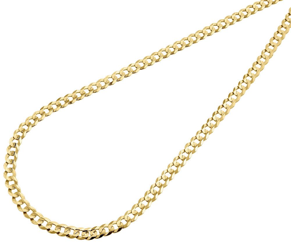 10K Yellow Gold Cuban Link Chain Necklace, 22 Inches E291