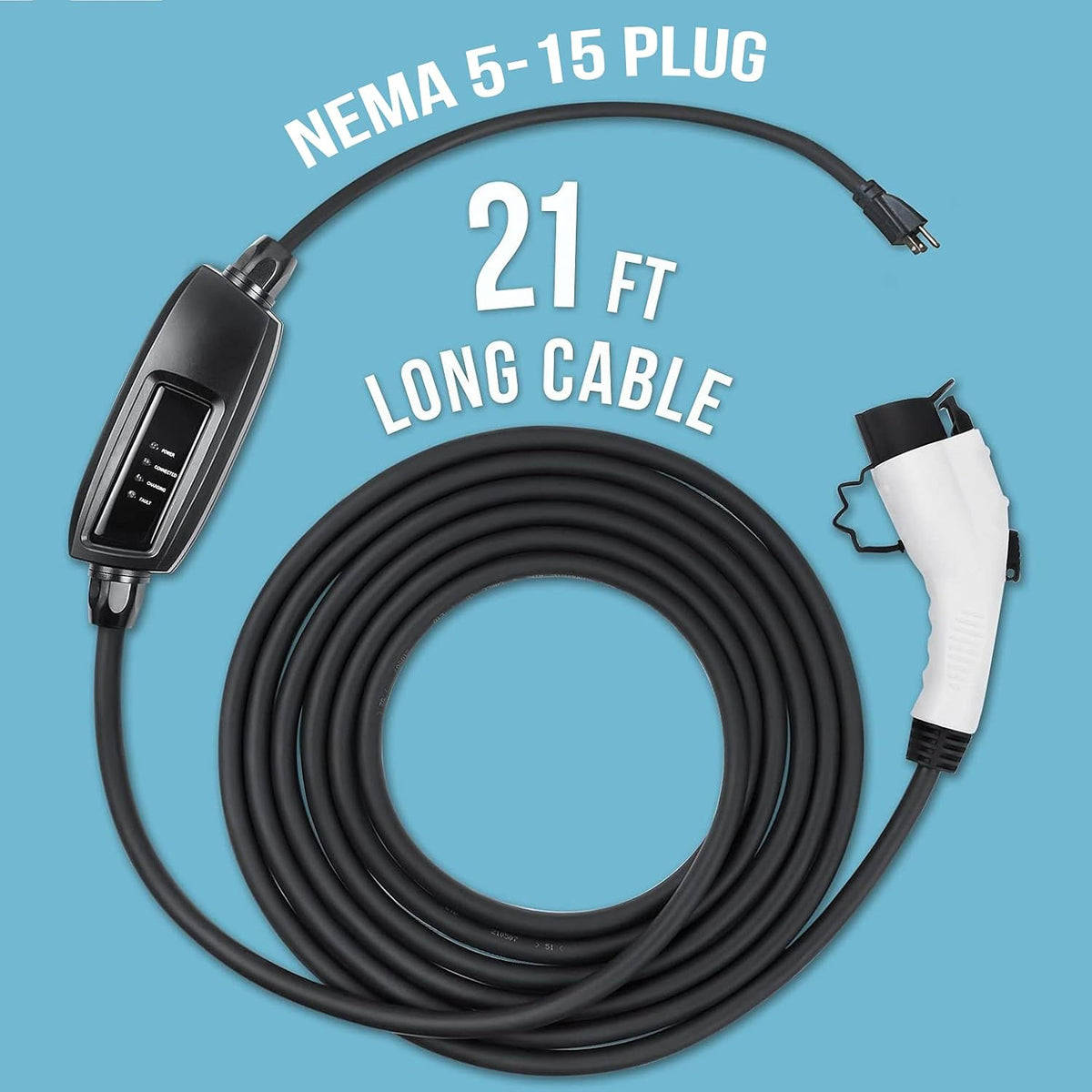 110V 16 Amp Level 1 EV Charger with 21ft Extension Cord F866327