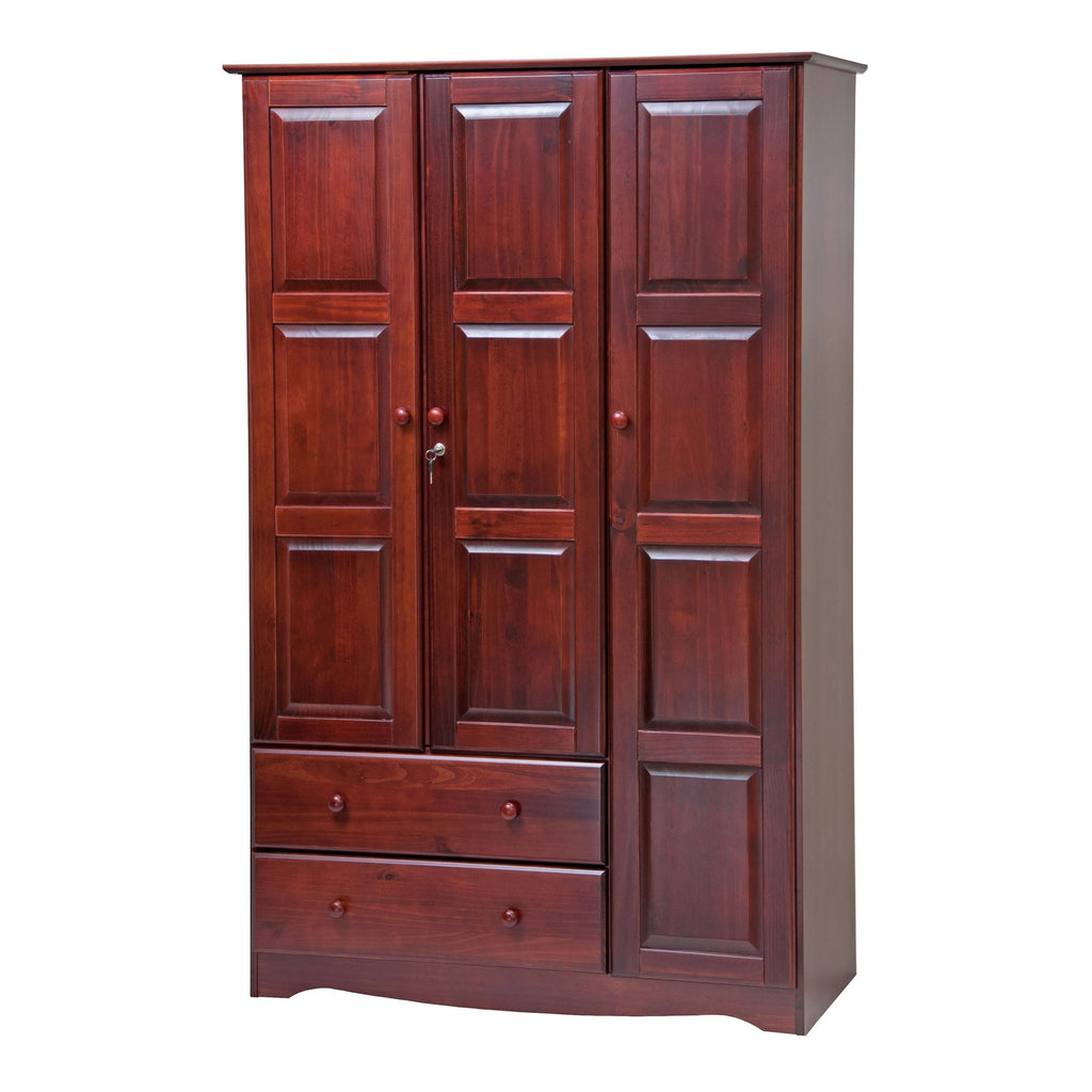 Solid Wood 3-Door Wardrobe with Lock F205131