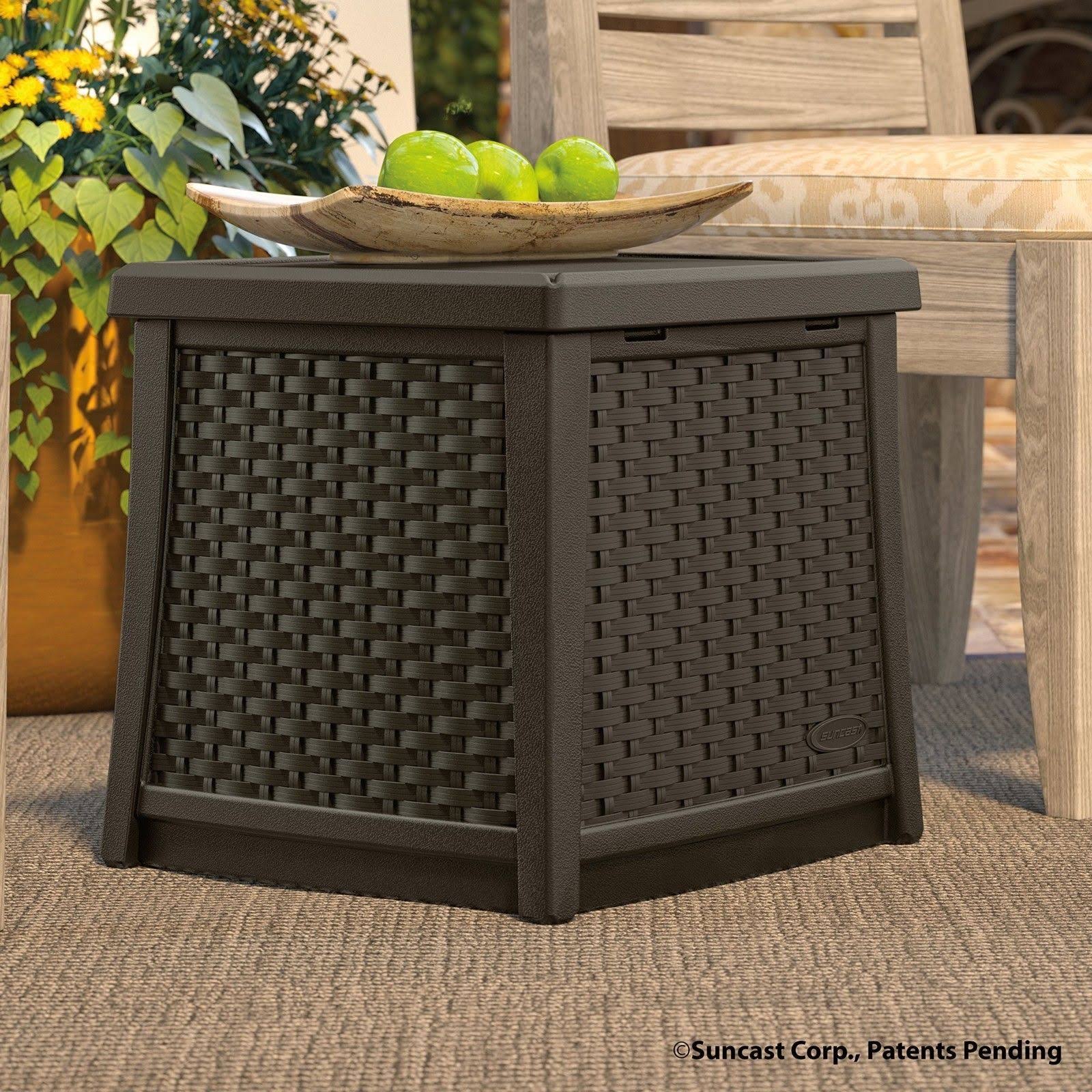 Resin Patio Storage End Table V5198
