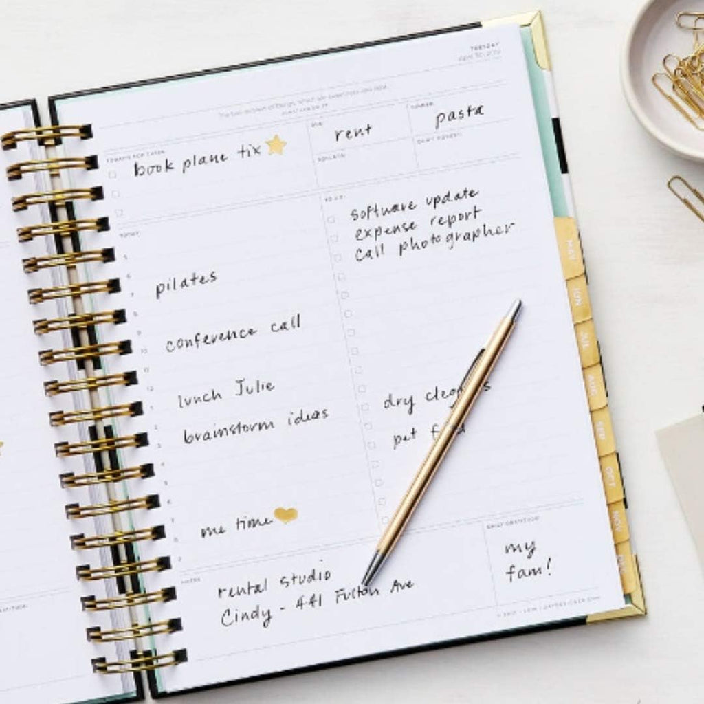 Black Stripe Spiral Bound Daily Planner A8152