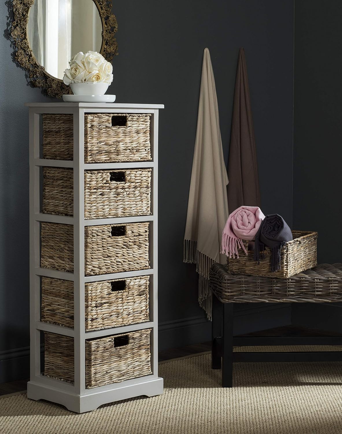Wicker Basket Storage Tower X49901