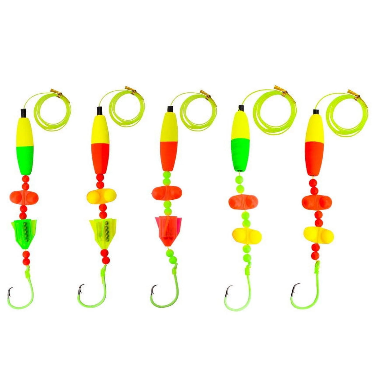 5pcs Catfish Rigs Fishing Tackle with Floats, Rattler Beads, Snap Hooks P866