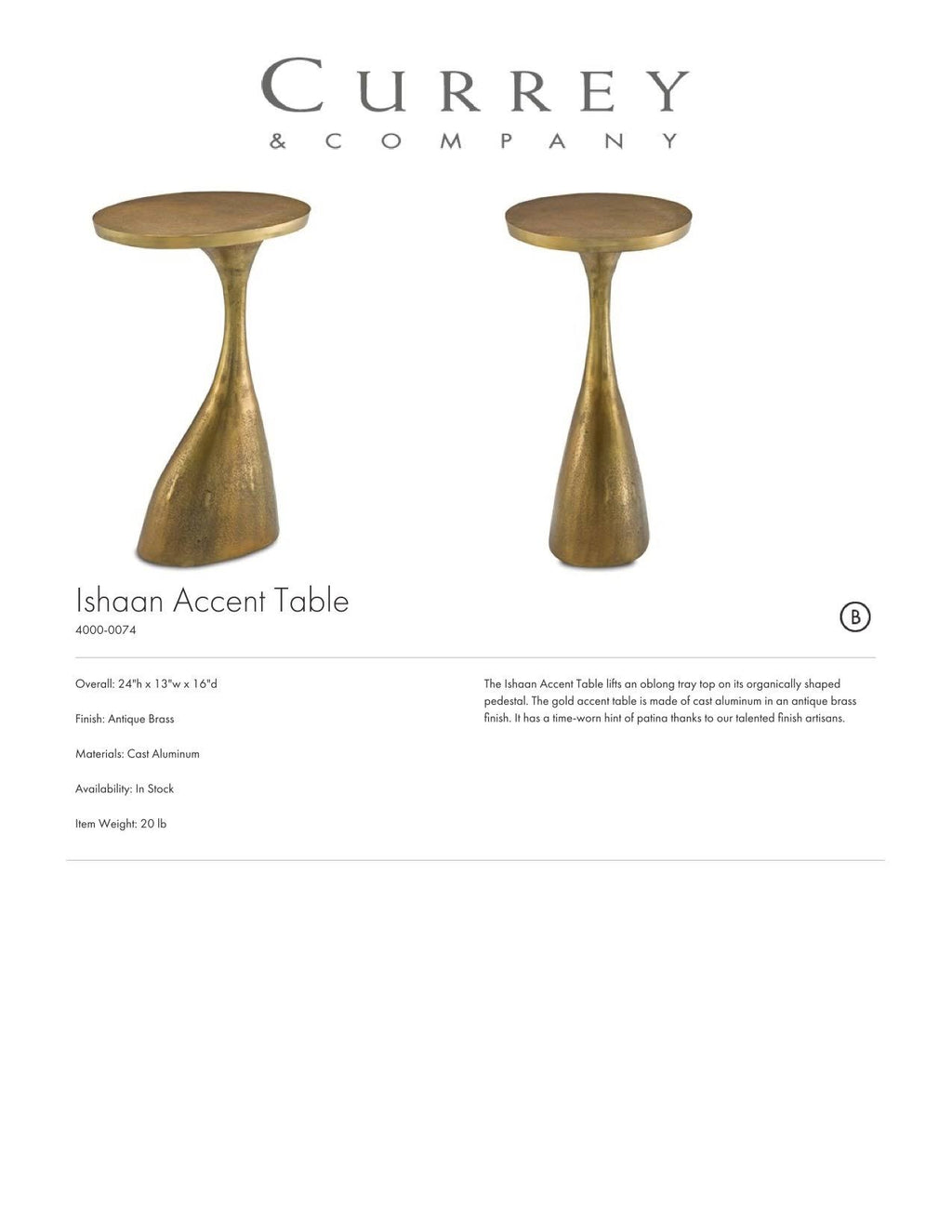 Antique Brass Accent Table A120