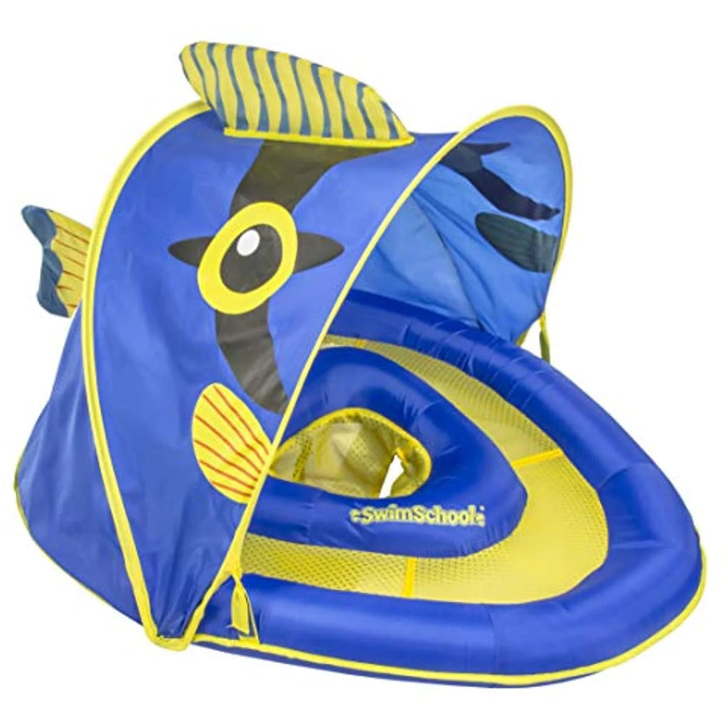 Blue/Yellow Baby Pool Float with Canopy and Safety Seat F442