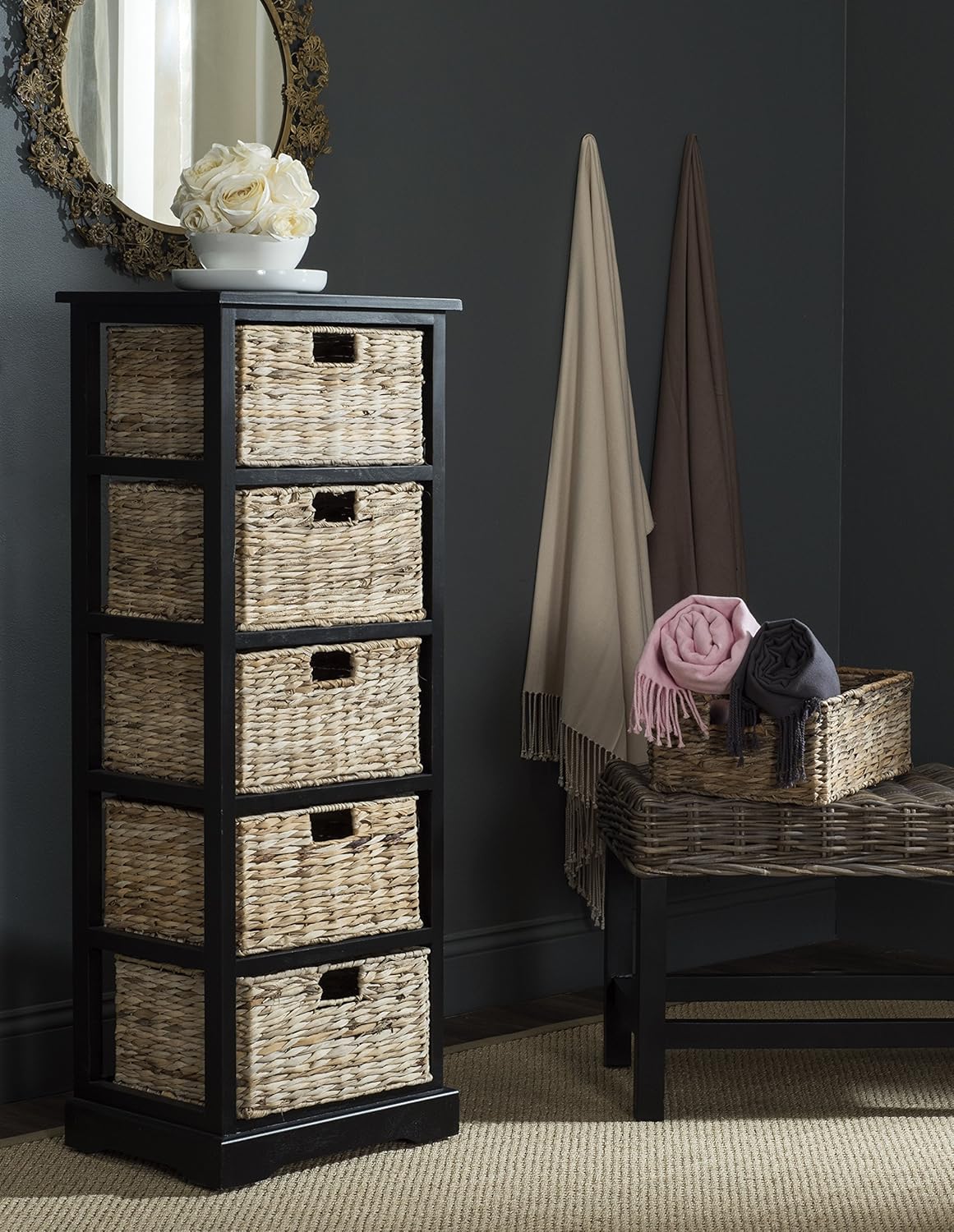Wicker Basket Storage Tower X49901