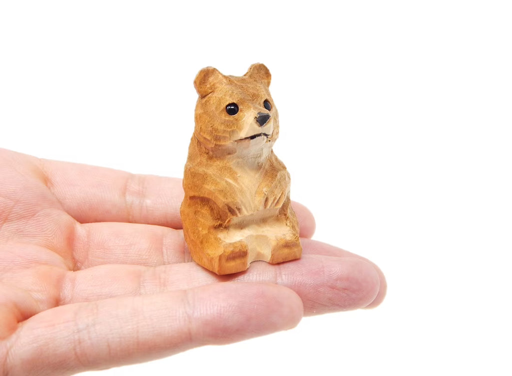 Brown Bear Wooden Carving Figurine E27640