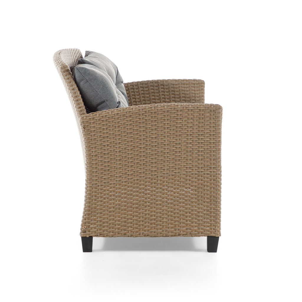 Compact Wicker Pillow Back Outdoor Loveseat J2310