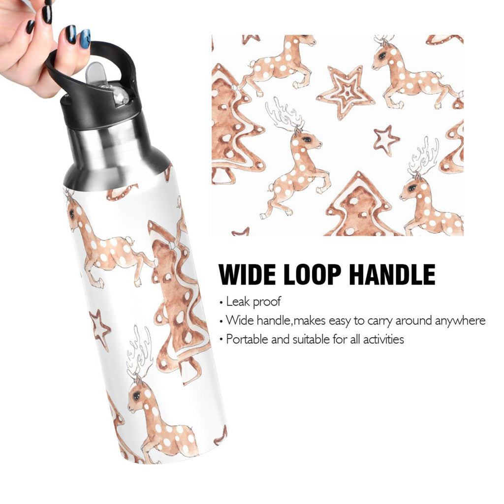 Stainless Steel Insulated Thermos Flask with Straw Lid Q29644