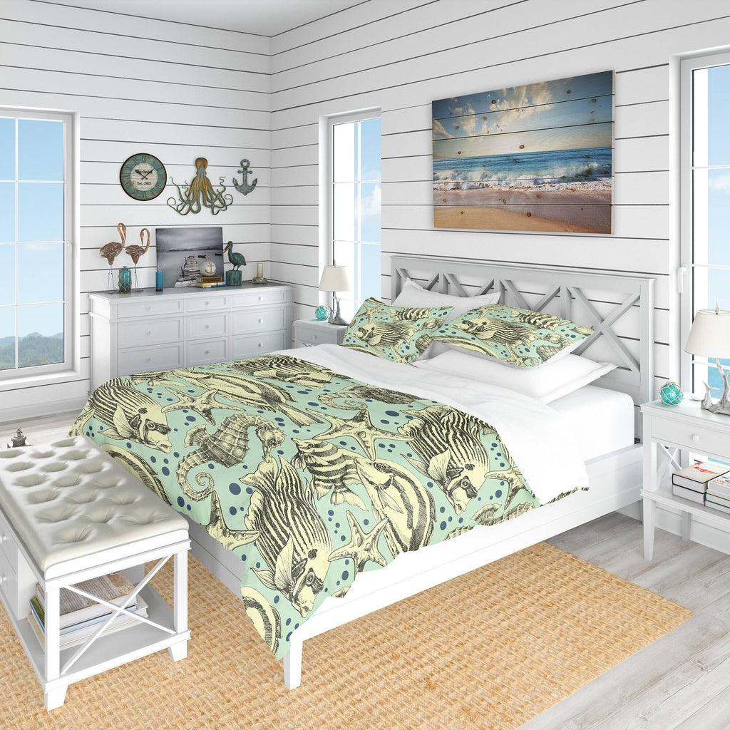 Twin Coastal Bedding Set with Duvet Cover and Sham S9485