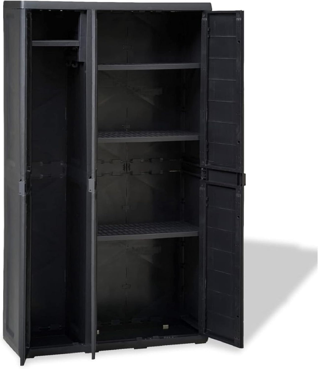 Black Garden Storage Cabinet with 4 Shelves R36848