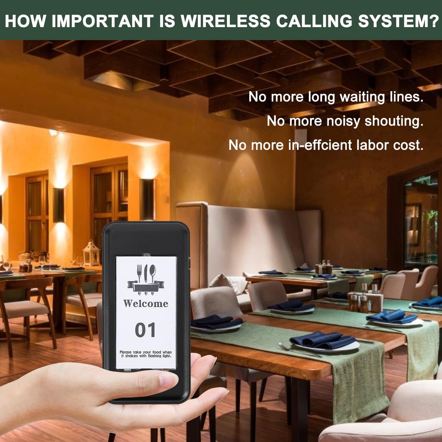 12 PCS Wireless Restaurant Paging System Buzzer with Coaster Pagers A6645