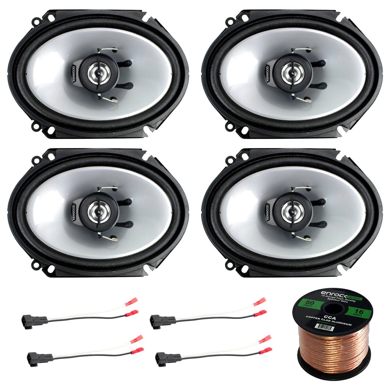 6x8 inch 250 Watt 2-Way Black Car Audio Coaxial Speakers A4889