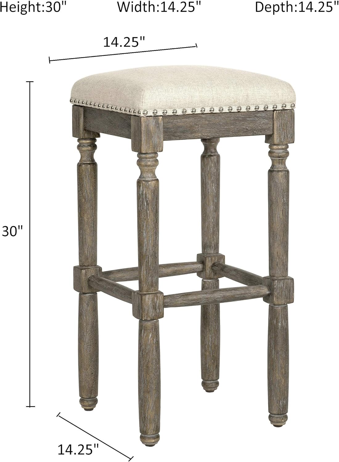 Kitchen Counter Barstool 30 Inch Seat Height Taupe Set of 2 P249