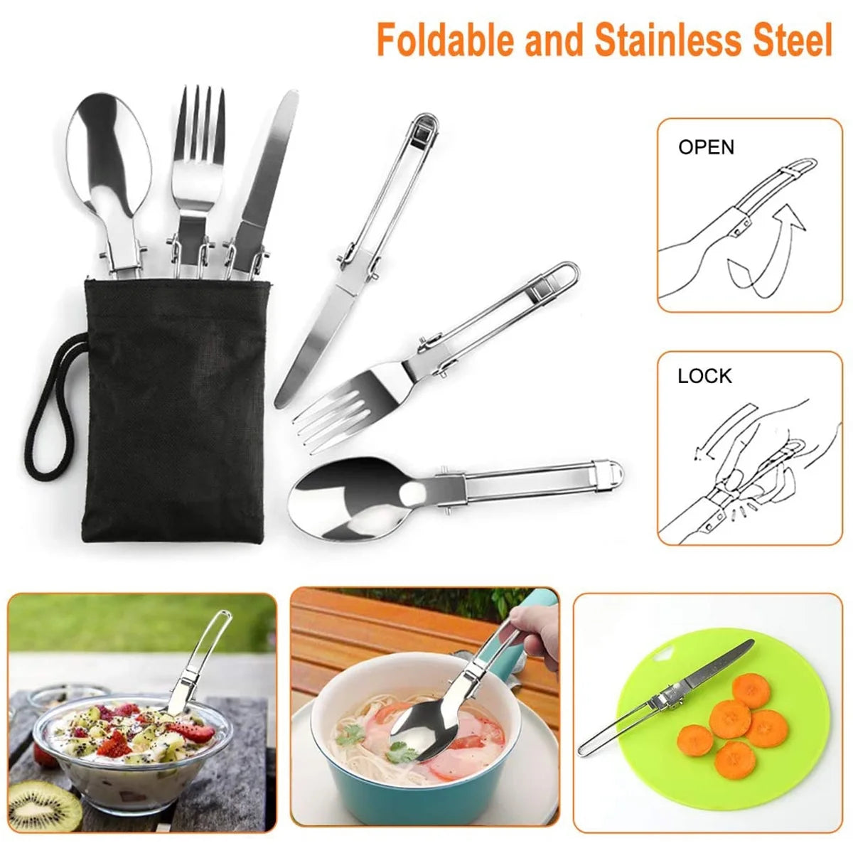 Festnight Outdoor Camping Cookware Mess Kit Pot Pan Kettle Cooking Set Tableware with Spoon Fork Cutter D385366