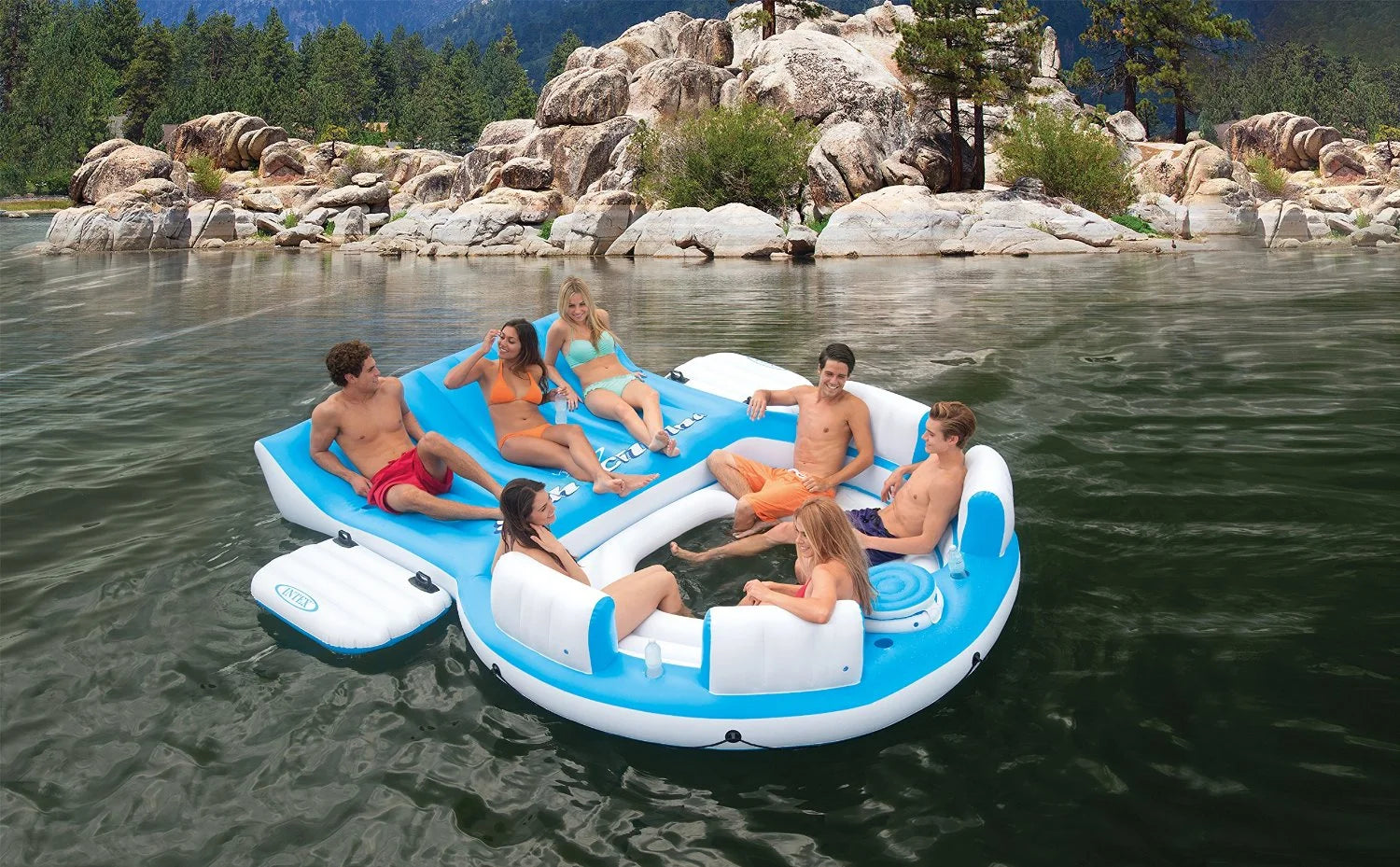 Blue Inflatable Pool Raft Lounger H57433