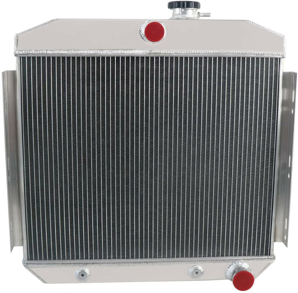 3 Row Core Aluminum Radiator Thermostat Shroud 14" Fans for 1955-1957 Chevy Belair R345