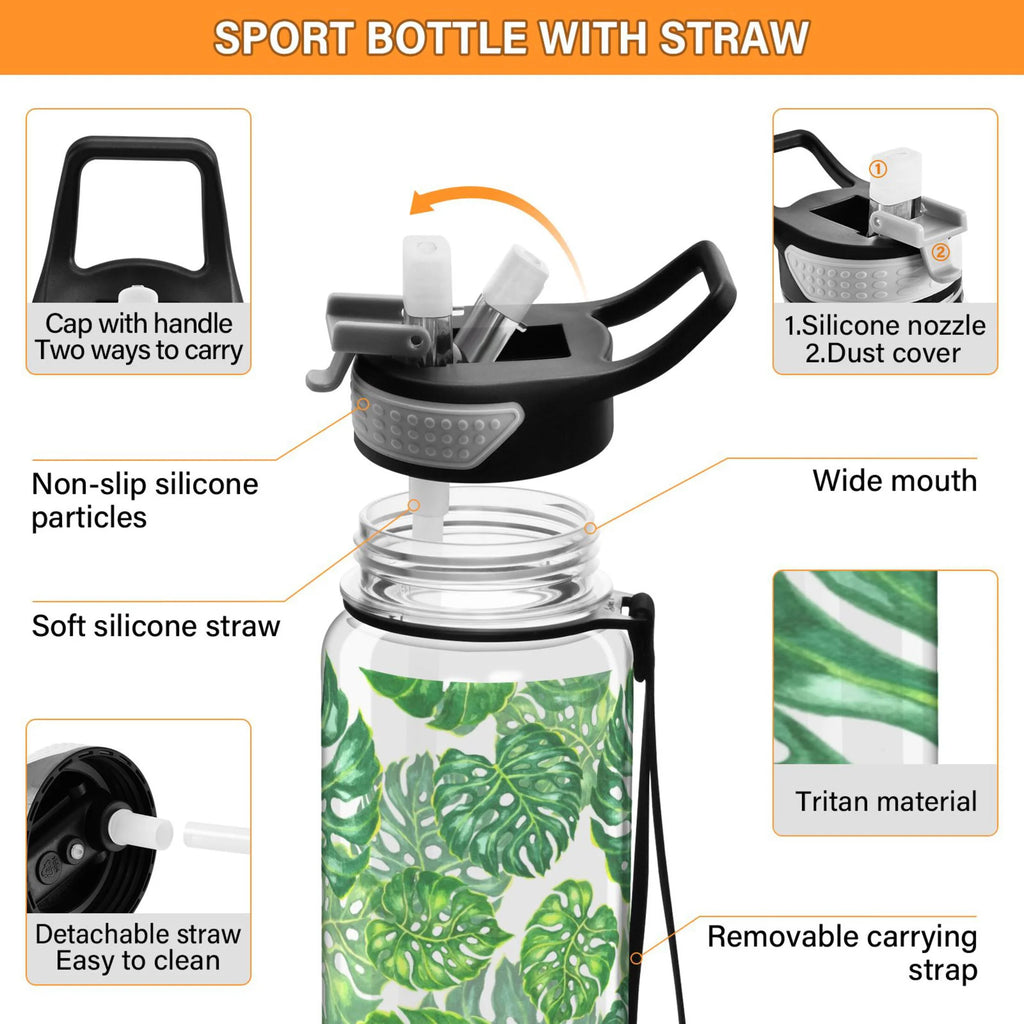 32oz Tritan Water Bottle with Straw Leakproof BPA Free Clear K7500