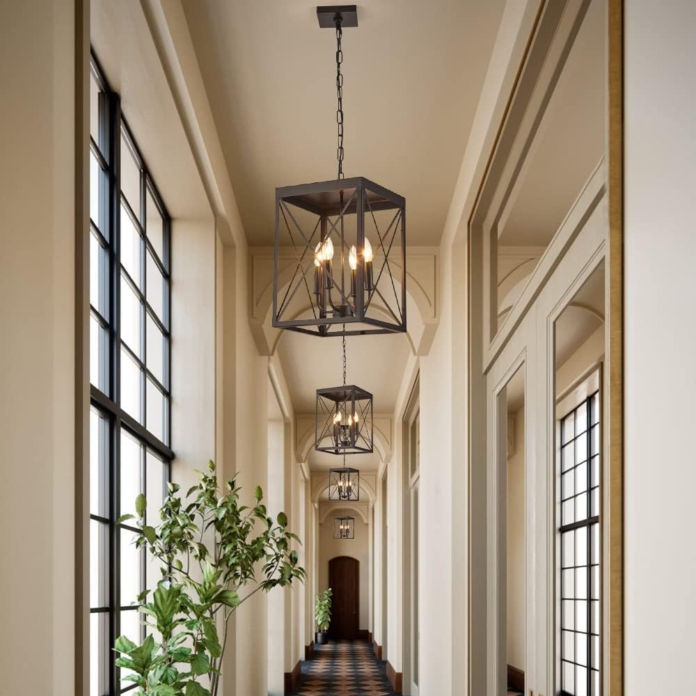 Black 4 Lights Cage Chandelier I121834