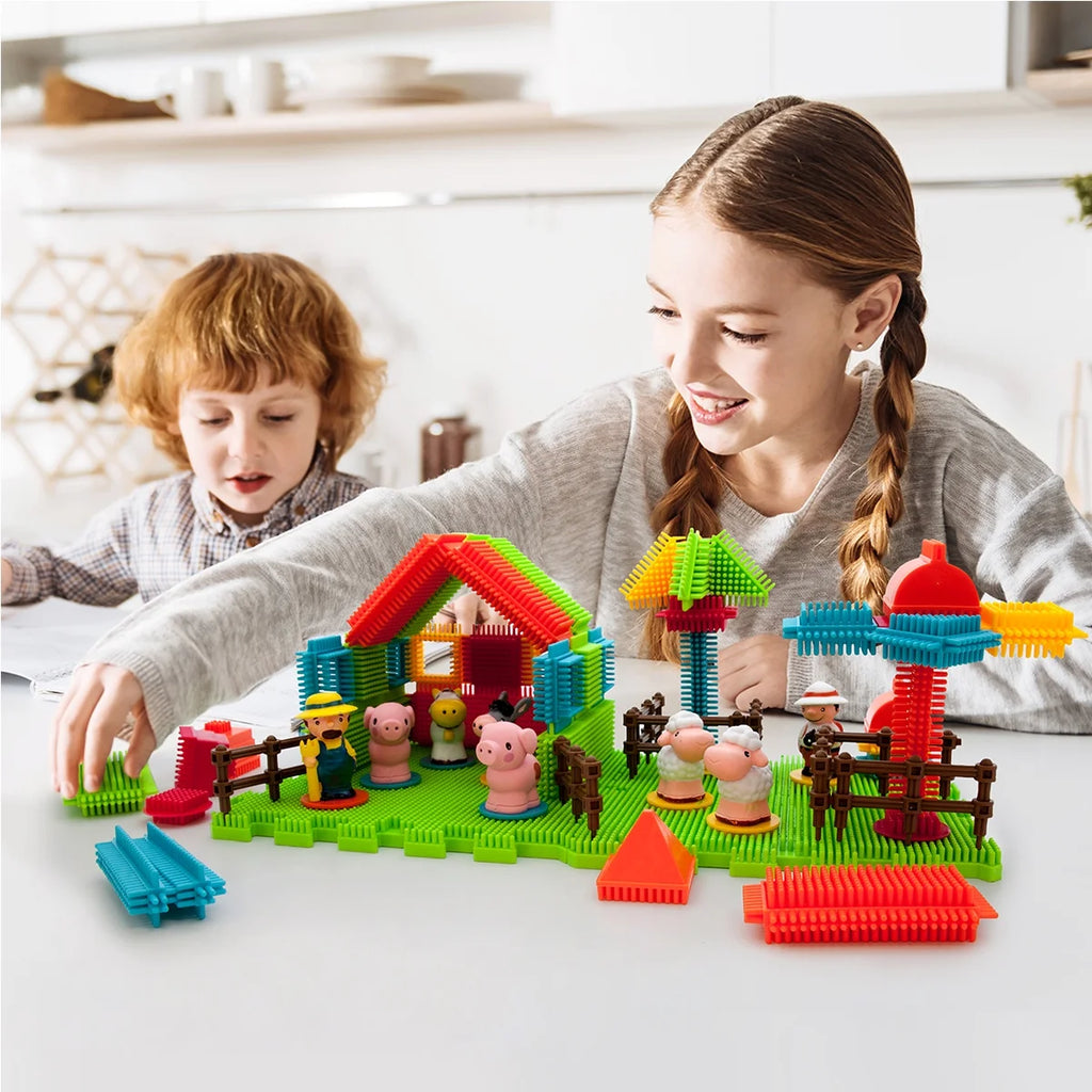 100pcs Multicolor Building Blocks Tiles Set with Animal Figures Q71539