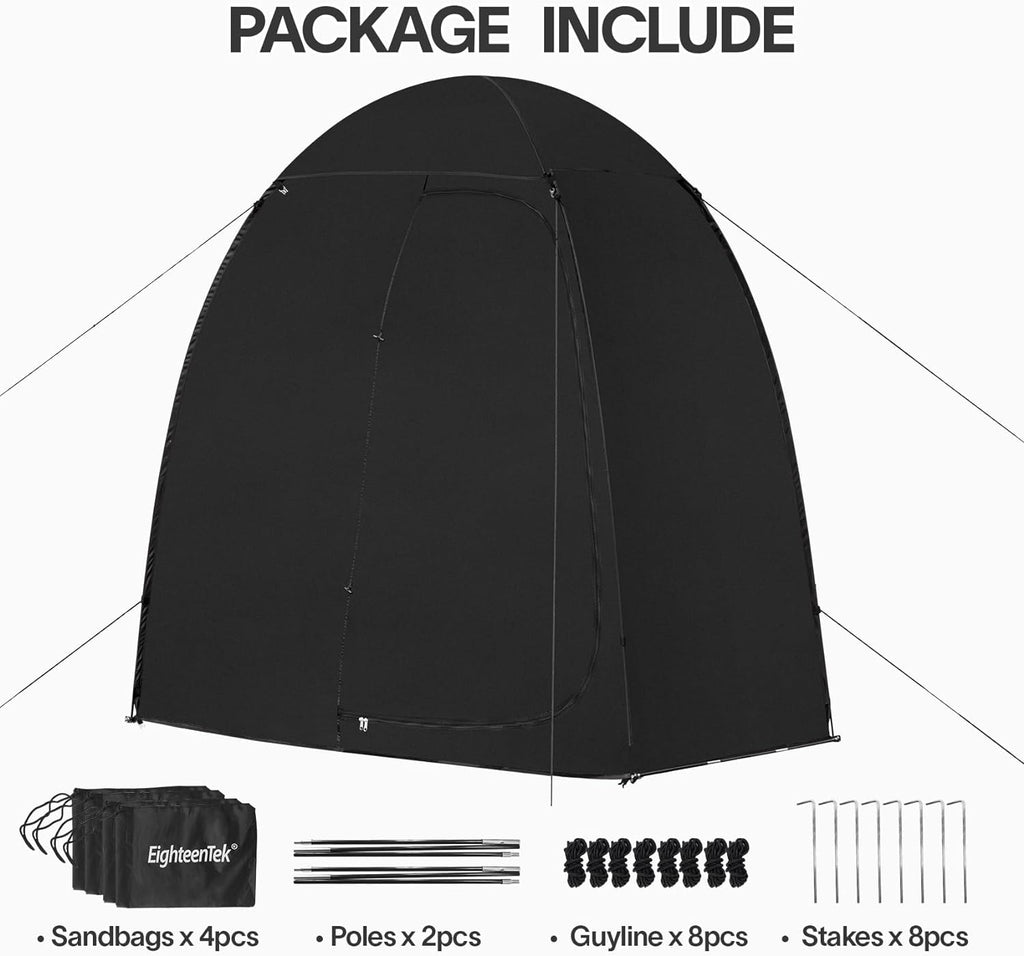 Camping Shower Tent Changing Room with Fixed Floor 2 Rooms and Doors Pop Up Privacy Shelter with Carry Bag 83"x43"x80" T820805
