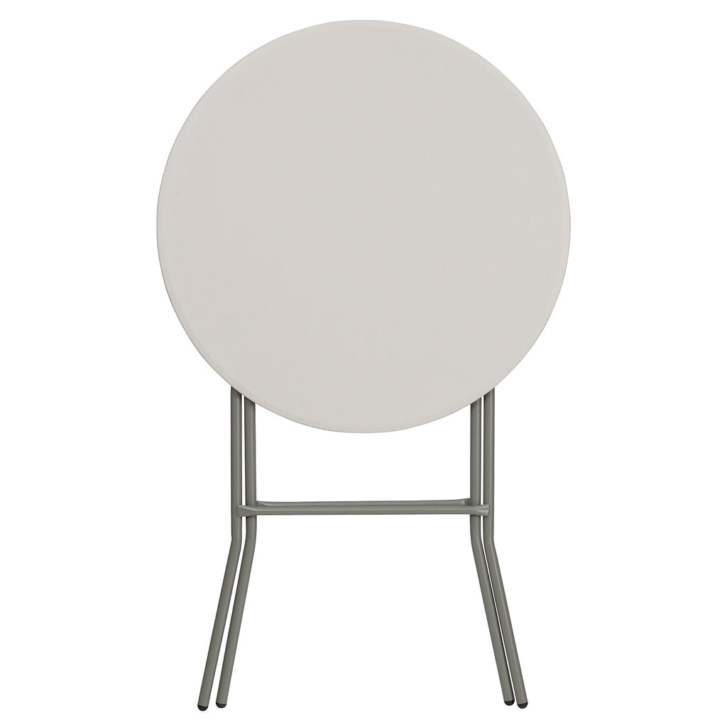 2.63-Foot Round Granite White Plastic Folding Table D600